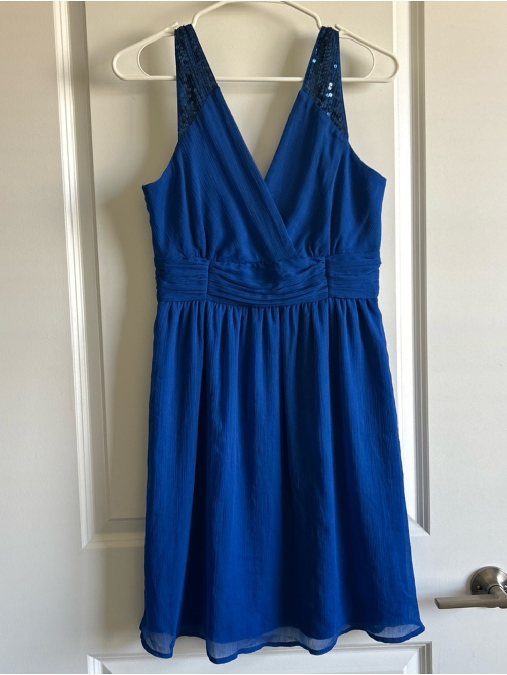 Vero Moda Royal Blue V-Neck Sleeveless Mini Dress with Sequin Straps